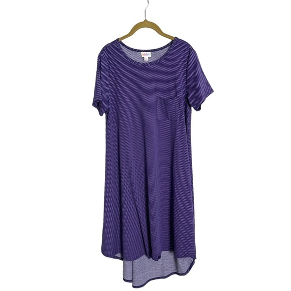 Lularoe Purple Polka Dot Front Pocket Midi Dress Small - Picture 1 of 7